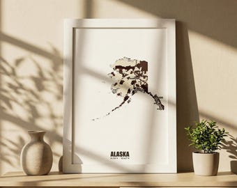 Alaska State Map Poster | Retro Open-World Game Style Wall Art