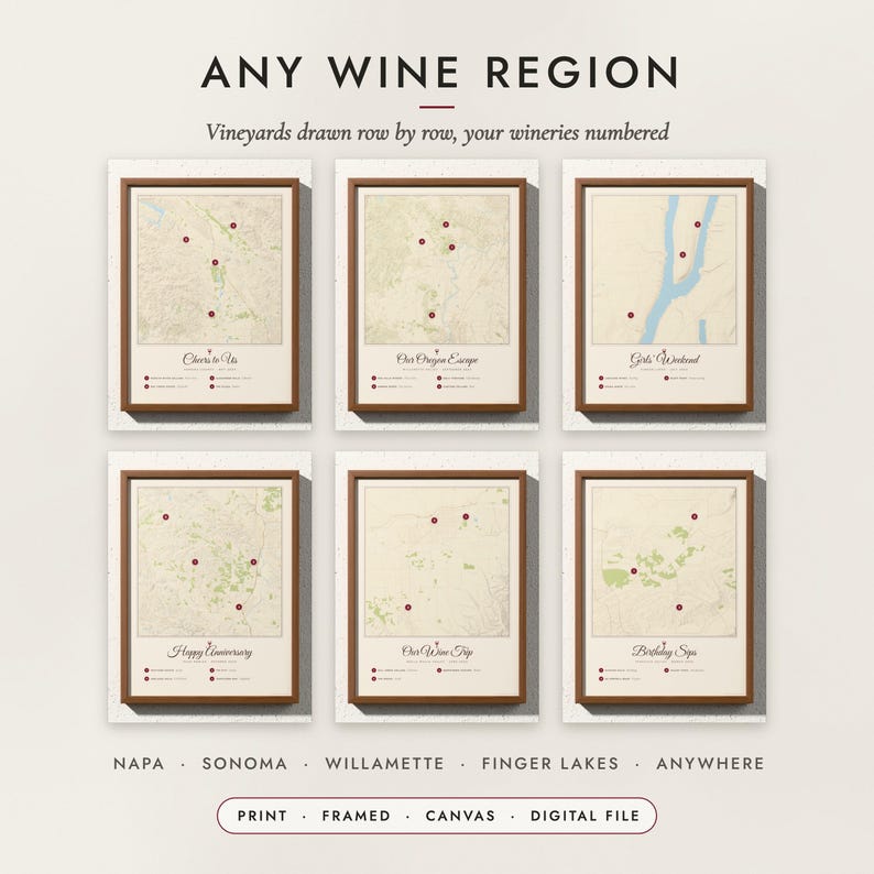 Wine Country Map examples for six regions