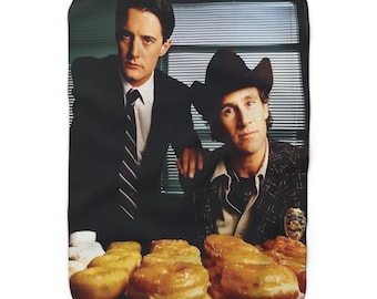 Twin Peaks Donut Squad Agent Cooper and Sheriff Truman Sherpa Fleece Throw Blanket |  Agent Cooper and Sheriff Truman Throw Blanket