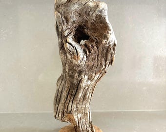 Driftwood Art Sculpture with Wood Base: Natural Driftwood Decor, Organic Wood Sculpture, Unique Wood Art