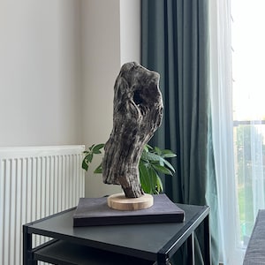 Handmade Driftwood Sculpture on Stand: Coastal Wood Decor