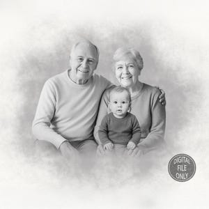 Family Portrait – Memorial Portrait for Deceased Person – Add a loved one to the photo – Combine Photos – Gift for Father Mother