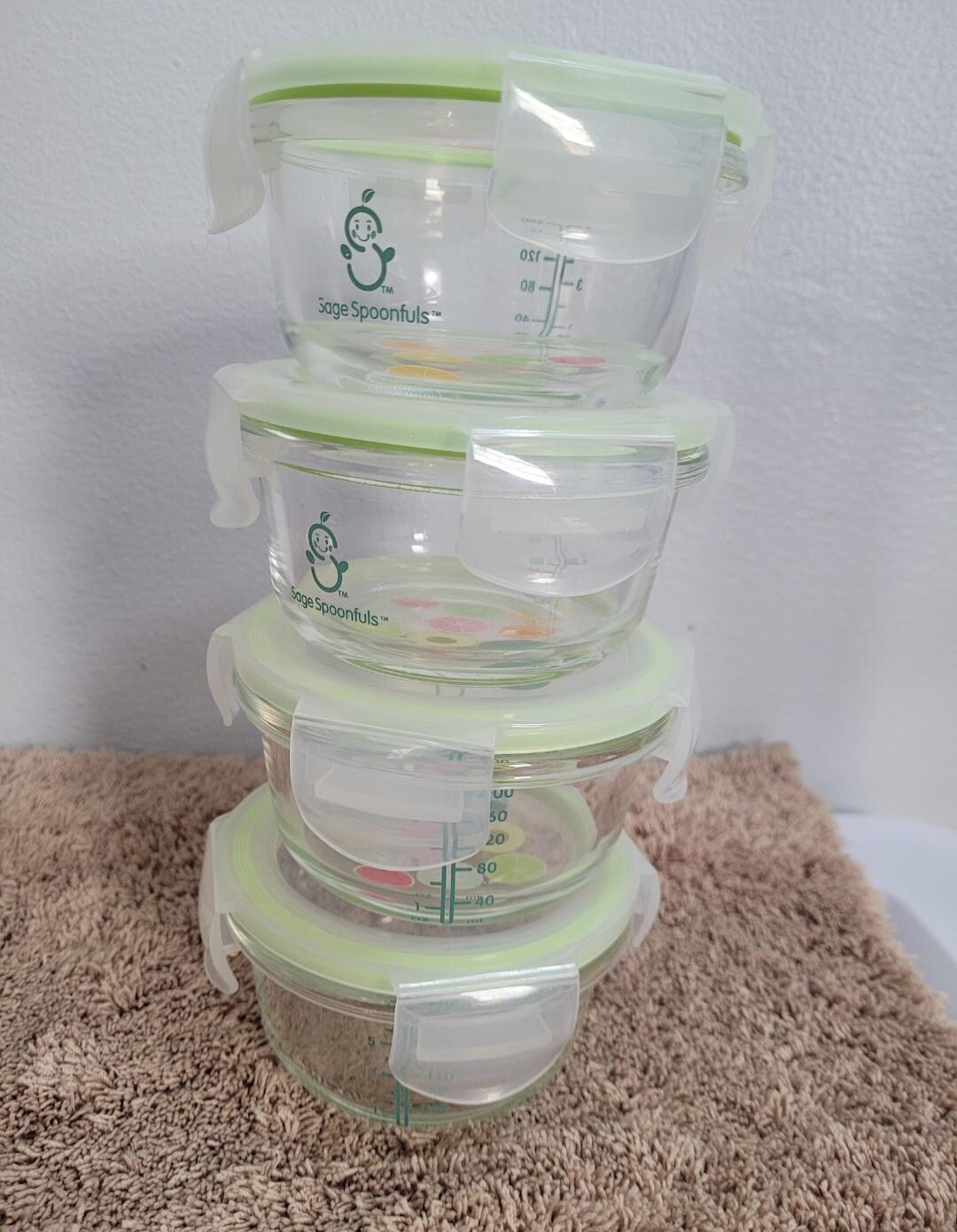 Sage Spoonfuls Glass Baby Food Containers With Lids, Pack, Oz