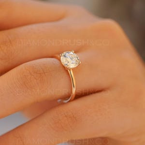 Rose Gold Moissanite Engagement Ring ,Solitaire Round Cut Ring ,4 Prong Minimalist Proposal Ring ,Dainty Wedding Ring for Her