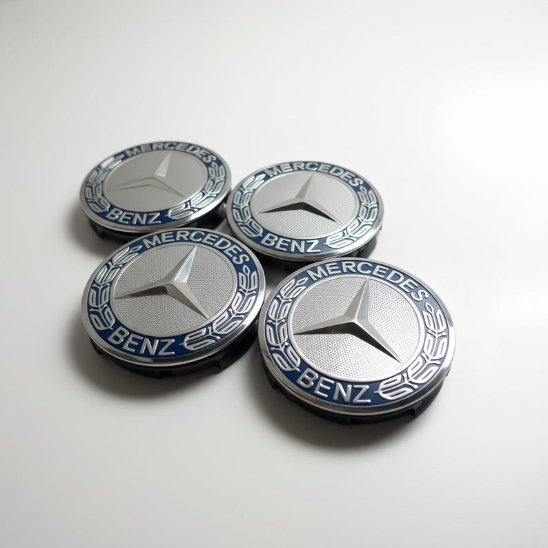 4 X Mercedes Benz 75mm Blue Alloy Wheel Center Caps - Etsy