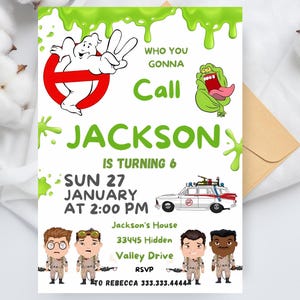 Ghostbusters Birthday Invitation – Editable Digital Canva Template for a Spooky Celebration! Ghostbusters Party Invite.