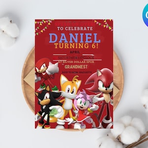 Sonic Editable Birthday Invitation | Hedgehog Party Invitation Template Printable | For Boy and Girl invitation | Invite Instant Download