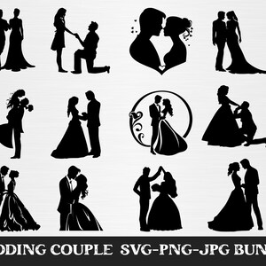 Wedding Couple SVG Bundle: Bride and Groom Silhouette (Digital Download)