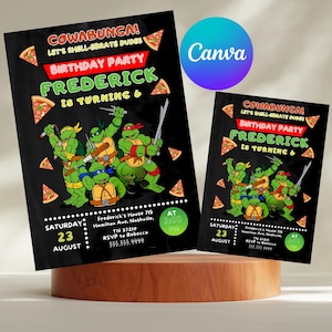 Editable Ninja Turtle Birthday Invitation Template, Printable Birthday Party Invitations, Digital Kids Party Invite Template