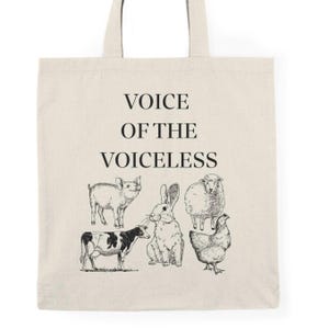 Voice of the Voiceless Tote Bag, Eco-Friendly Shopping Bag, Animal Rights Awareness Tote, Minimalist Grocery Bag, Sustainable Style