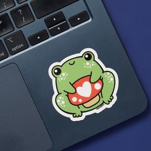 Sticker grenouille en vinyle - joli cadeau pour garçons, filles et adolescents, idéal pour les ordinateurs portables et les cahiers