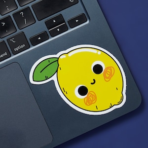 Adesivo in vinile a forma di limone - Adesivo in vinile a forma di frutta, adesivo a forma di agrumi, adesivo estetico per cibo, adesivo per bottiglia d'acqua o laptop, regalo per gli amanti della frutta