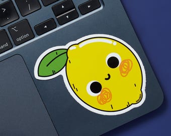 Lemon Vinyl Sticker - Cute Fruit Vinyl Sticker, Citrus Decal, Aesthetic Food Sticker, Water Bottle or Laptop Sticker, Fruit Lover Gift