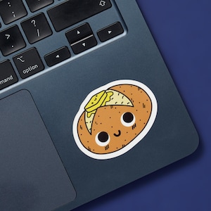 Adesivo in vinile con patata al cartoccio – Adesivo in vinile con cibo carino, adesivo con patata, cibo confortevole e accogliente, adesivo divertente, adesivo per laptop o bottiglia d'acqua