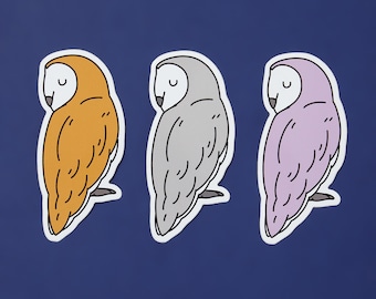 Calm Owl Vinyl Sticker – Peaceful Woodland Animal Decal for Laptop, Journal, Water Bottle or Planner Gift for Bird Lovers