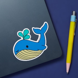 Whale Vinyl Sticker - Cute Ocean Vinyl Sticker, Sea Animal Decal, Marine Life Aesthetic, Water Bottle or Laptop Sticker, Whale Lover Gift