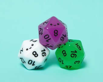 d20 with a happy face - DnD roll play dice