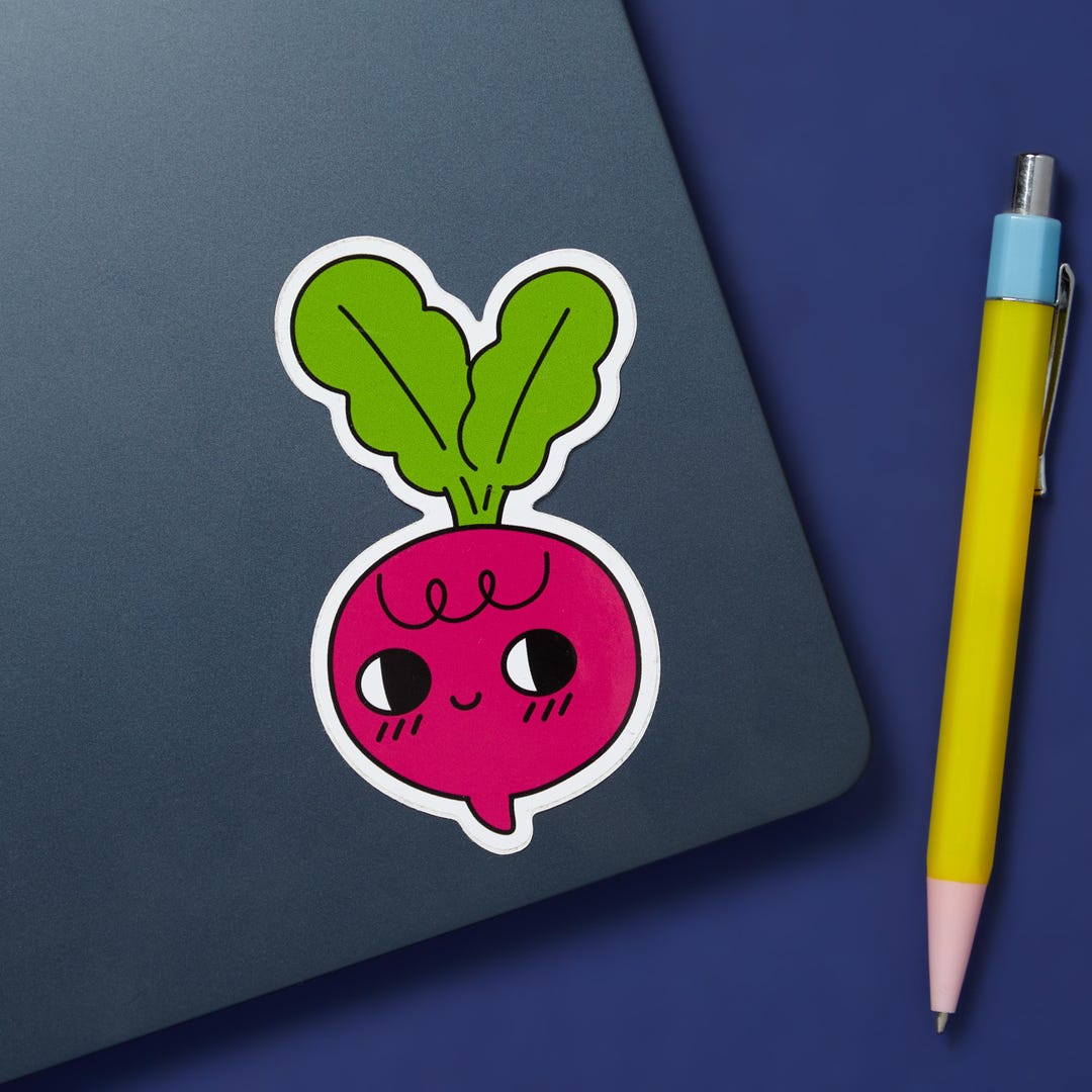 Beetroot Vinyl Sticker - Root Veg Sticker – Cute Vegetable Vinyl ...
