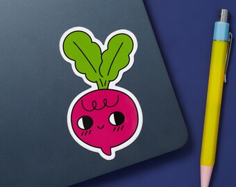Beetroot Vinyl Sticker - Root Veg Sticker – Cute Vegetable Vinyl Sticker, Garden Lover Gift, Water Bottle Sticker, Laptop Sticker