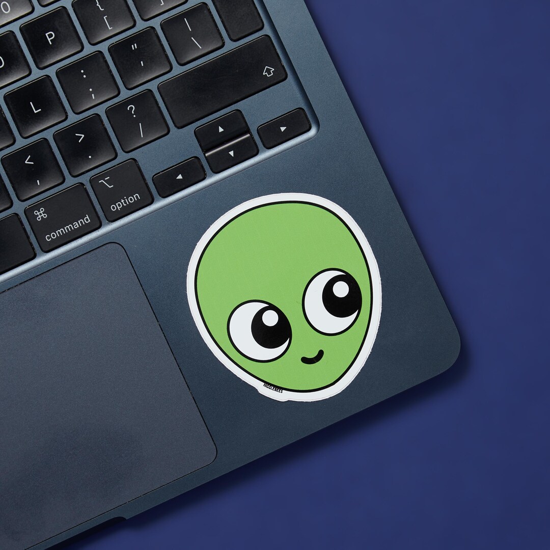 Alien Vinyl Sticker – Cute Green Alien Vinyl Sticker, Cool Space ...