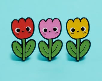 Tulip Flower Enamel Pin Badge –  Spring Floral Lapel Badge – Floral Gift – Gardening Accessory – Cute Botanical Gift for Plant Lovers