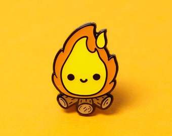 Campfire - enamel pin badge, cute bonfire night, camping mascot, doodlesbyben gift