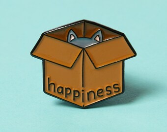 Happiness (cat in a box) - enamel pin