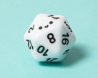 d20 with a happy face - dice