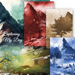 Printable Mountain Design Journal Pages, Blank Lined Journal Pages, Printable Journal