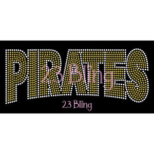 Pirates Spangle Heat Transfer: 10.6&quot; x 4.1&quot; Bling Iron-On Transfer Spangle Sparkle Bling