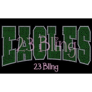 EAGLES Spangle Transfer: 11&quot;x5&quot; Heat Press Design Iron On Transfer Spangle Sparkle Bling