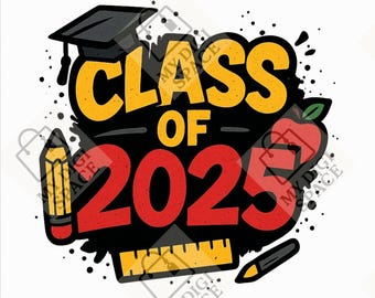Class of 2025 comicbook style school leavers png