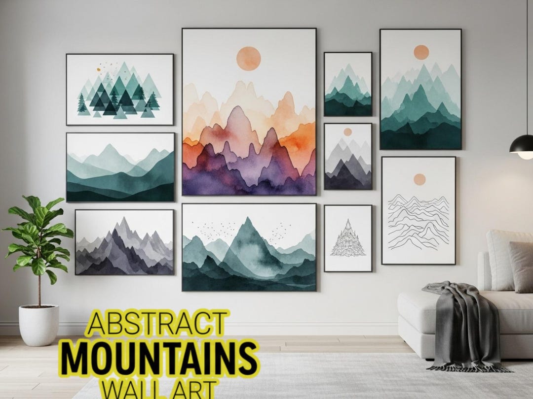 Abstract Mountain Landscape Wall Art | Neutral Tones | Minimal Modern ...