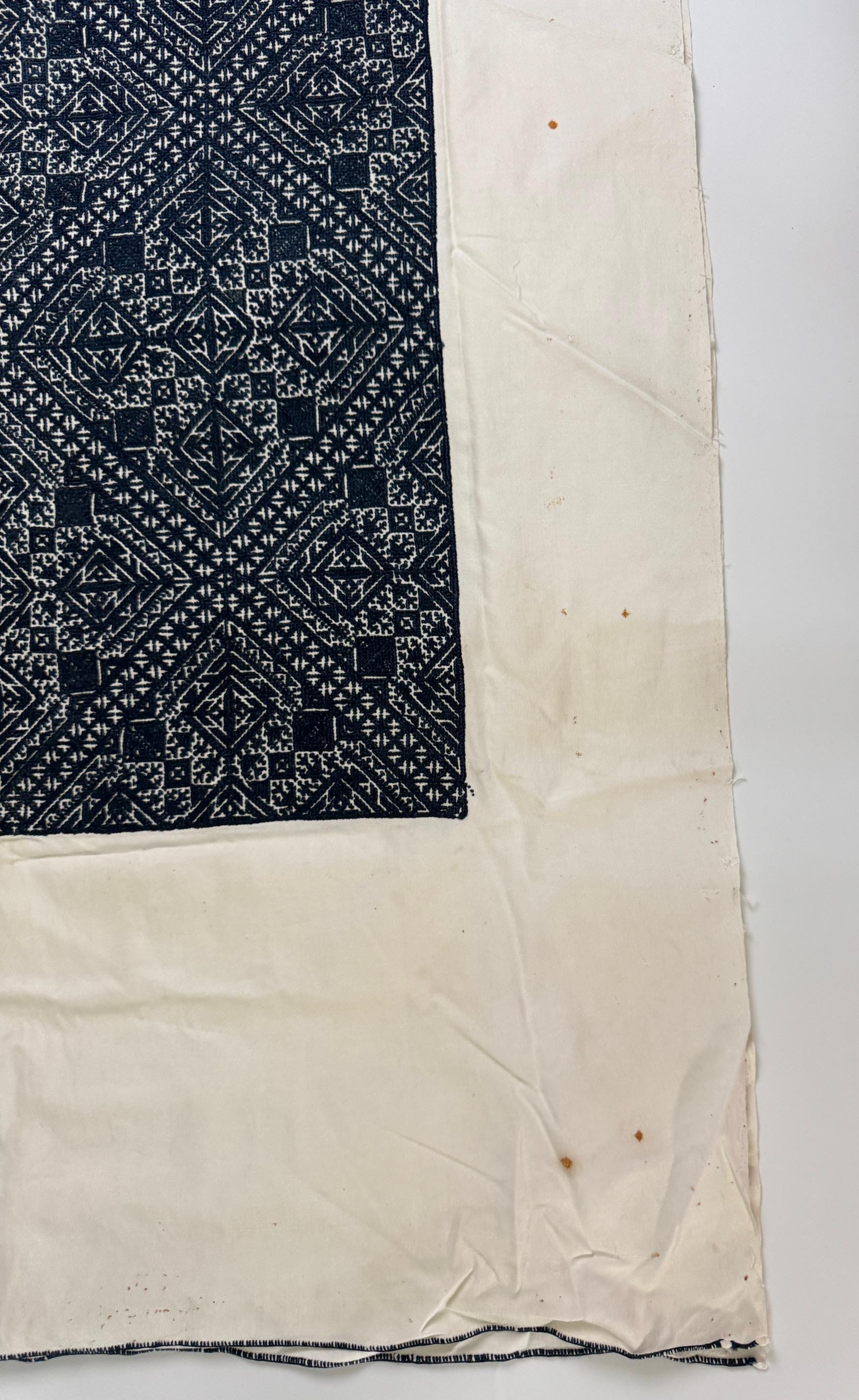 Large Antique African Moroccan Fez Embroidery Textile Indigo Blue ...