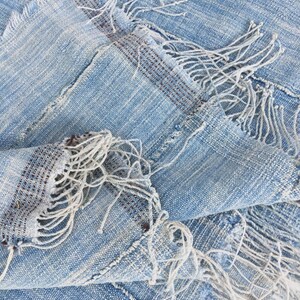 Vintage African Indigo Mud Cloth Throw: Faded Blue Cotton Textile 47x70 in