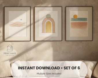 Abstract Wall Art Set: Minimalist Boho Prints (Digital Download)