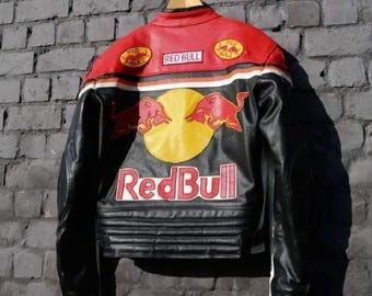 Chaqueta de cuero Red Bull Racing: piel de vaca vintage de Fórmula 1