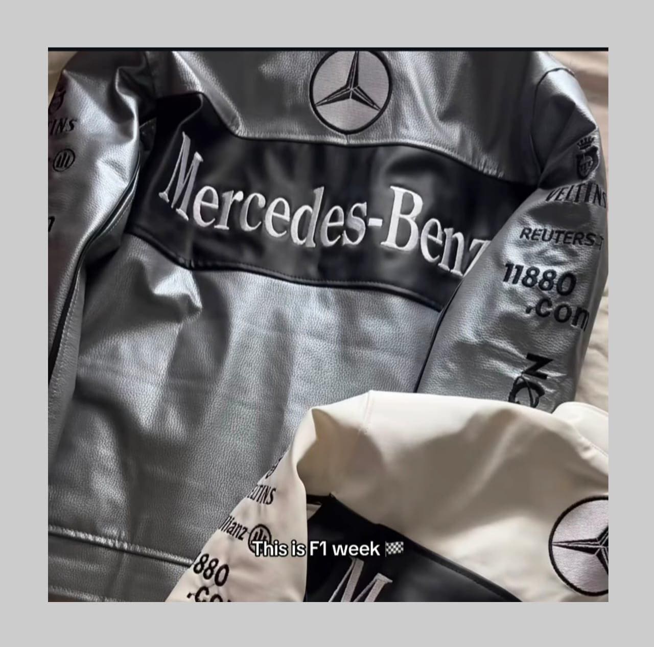 Mercedes F1 Racing Leather Jacket: Vintage Embroidered Cowhide - Etsy
