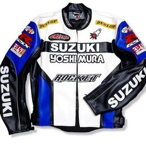 Handmade Suzuki GSX-R Racing Leather Jacket, Yoshimura Motorbike Racer Leather Jacket, Real Cowhide Biker Jacket