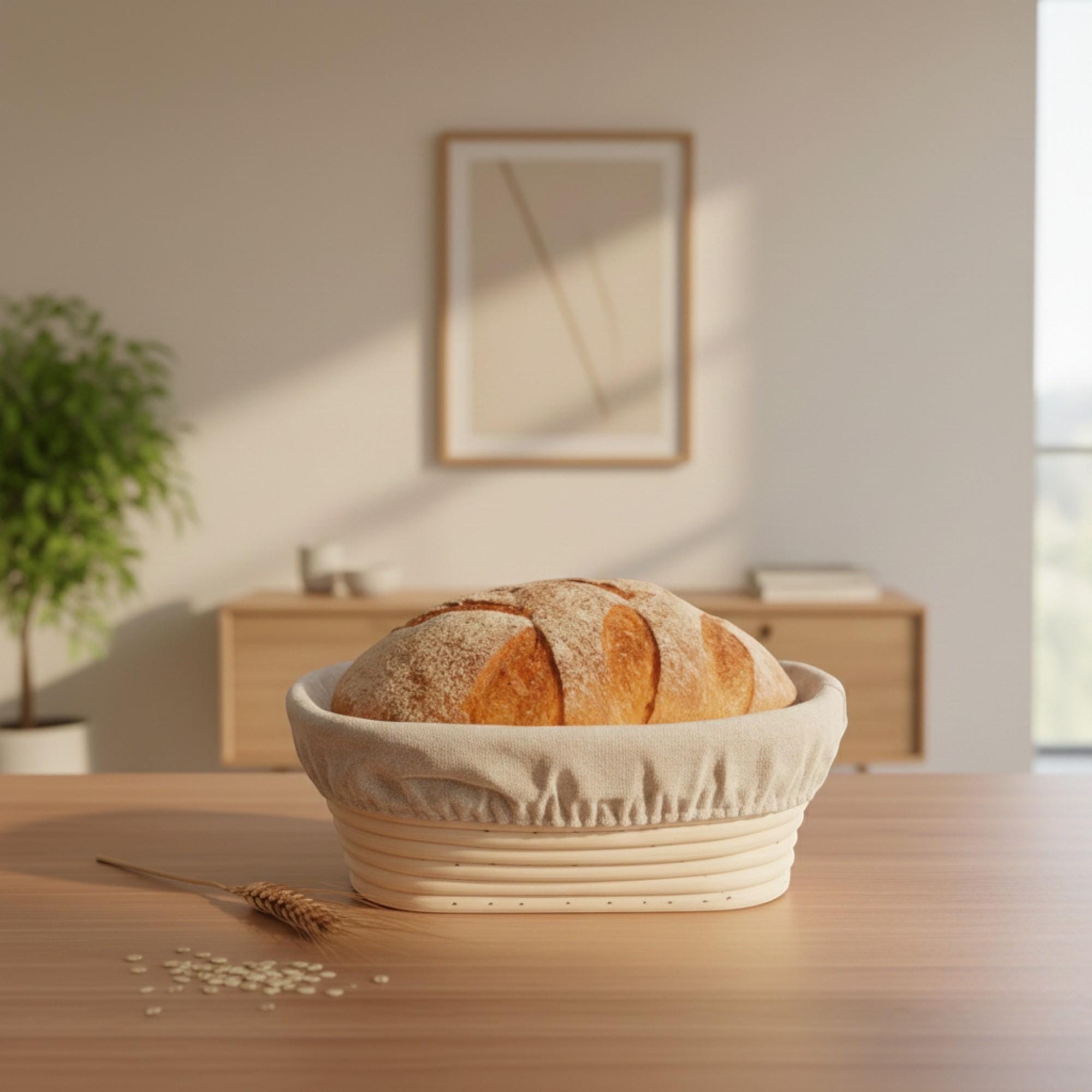 Banneton Per Lievitazione Del Pane – Cestino In Rattan Intrecciato A Mano – 30,5 X 20,3 Cm