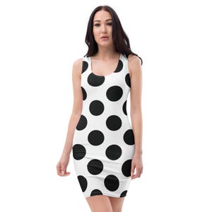 Black and White Polka Dot Dress for Women  Retro Vintage Sleeveless A‑Line Midi  All‑Over Print