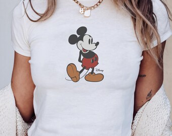 Retro Mickey Disney Baby Tee, Classic Mickey Baby Tee, Y2k 90s Style Mickey Mouse Tee