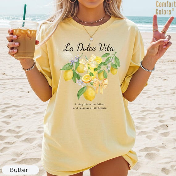 Comfort Colors® La Dolce Vita Shirt, Lemon Shirt, Italy T-shirt, Coastal Granddaughter Aesthetic Amalfi Coast, Summer Shirt