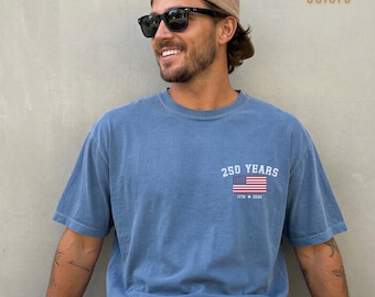 Comfort Colors® USA 250 Anniversary Shirt, America Flag 250th Shirt, America's Semiquincentennial Pocket Tee, Fourth of July 2026 Tee