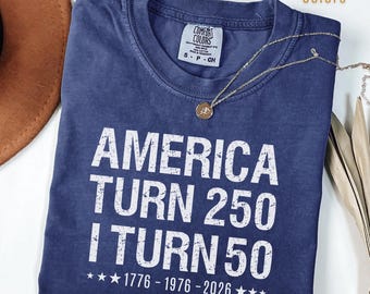 Camiseta Comfort Colors® Vintage 50th Birthday Shirt 1976, Camiseta America Turns 250, Idea de regalo para 50 cumpleaños, Camiseta patriótica de cumpleaños 2026
