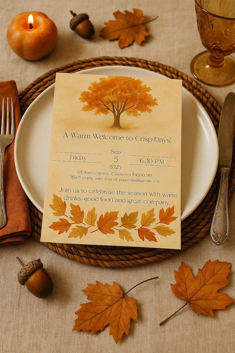 Fall Post Card Invite Editable Fall Welcome Party Invitation Template – Autumn Watercolor ...