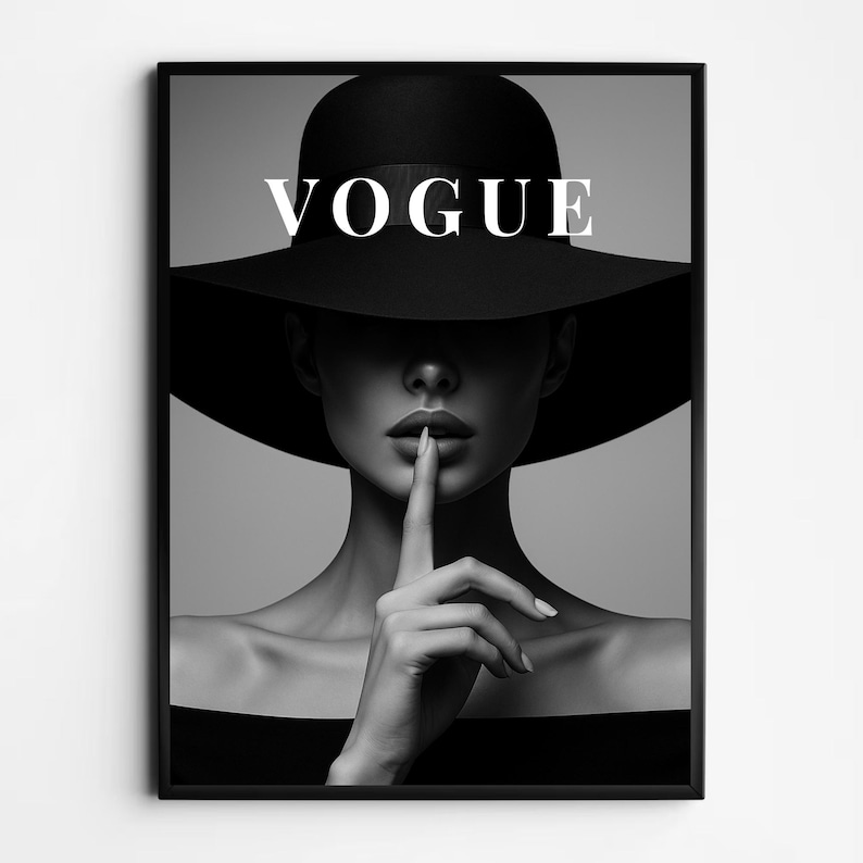 Stampe artistiche di moda Vogue: Pantera Nera, Tacchi, Donna con cappello (download digitale) immagine 3