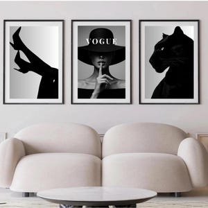 Stampe artistiche di moda Vogue: Pantera Nera, Tacchi, Donna con cappello (download digitale) immagine 1