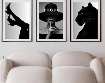 Girls Just Wanna Have Fun - Set of 3 Black and White Luxury Fashion Photography Poster Set, Fashion posters, Luxury Car Poster, Wall Art