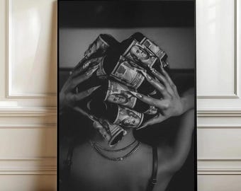 Stampa artistica con bigodini con soldi: fotografia di ritratto glamour (download digitale)